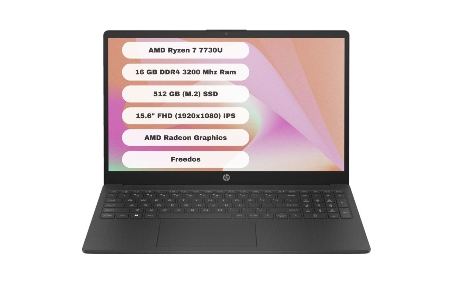 HP 15 FC0059NT AMD Ryzen 7 7730U 16GB 512GB SSD 8M1T1EA FreeDOS 15.6