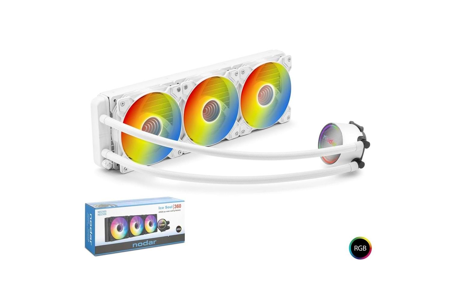 Nodar Nd2506 Sıvı Soğutma Fan 360 Argb 36Cm Beyaz