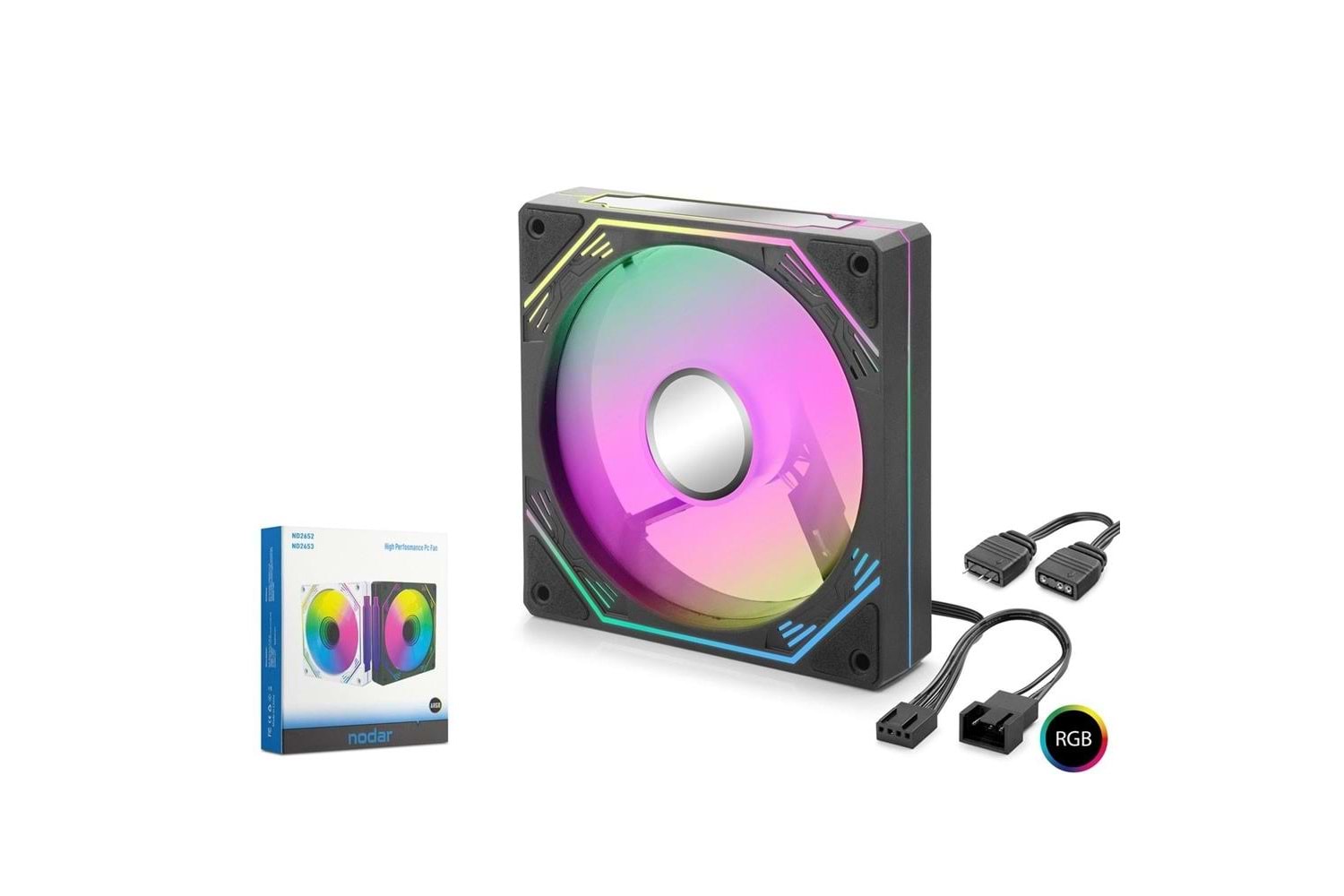 Nodar Nd2652 Kasa Fanı 5Pro İç ve Dış Parıltı Argb 12Cm Siyah