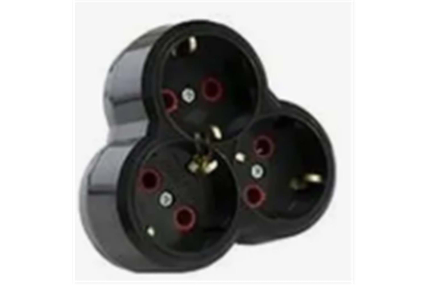 Mutlusan Topraklı Siyah 3lü Fiş,Priz (Yonca Tip) 001 170 033002 00 11