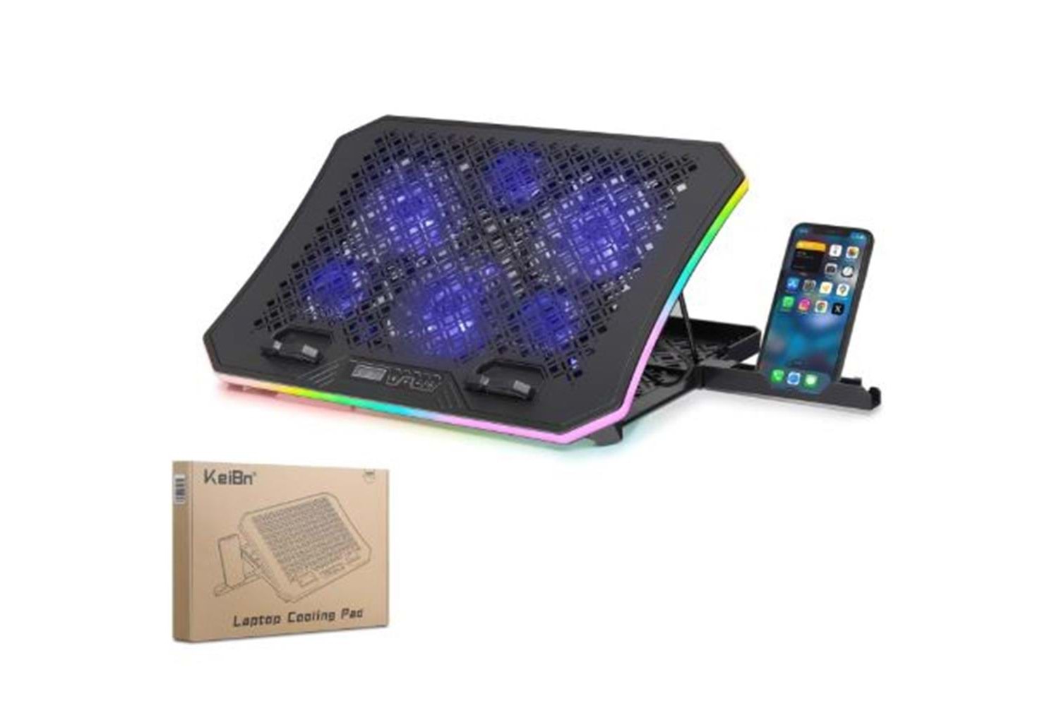 Hadron Dcxaa8 Notebook Soğutucu 6-Fan + Telefon Standı 14-18 RGB Siyah