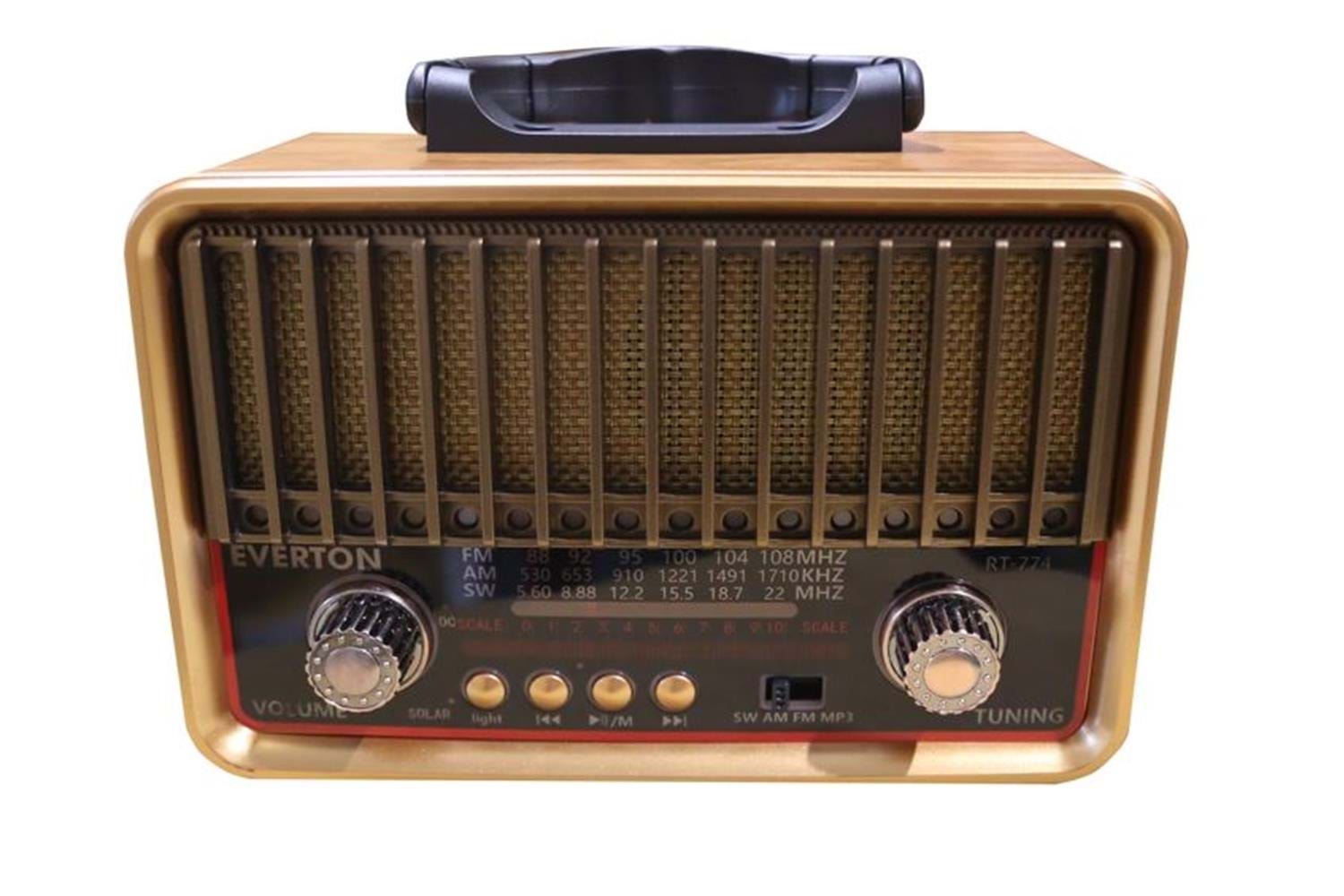 Everton RT-774 Bluetooth-USB-SD-FM Solarlı Şarjlı Nostaljik Radyo 