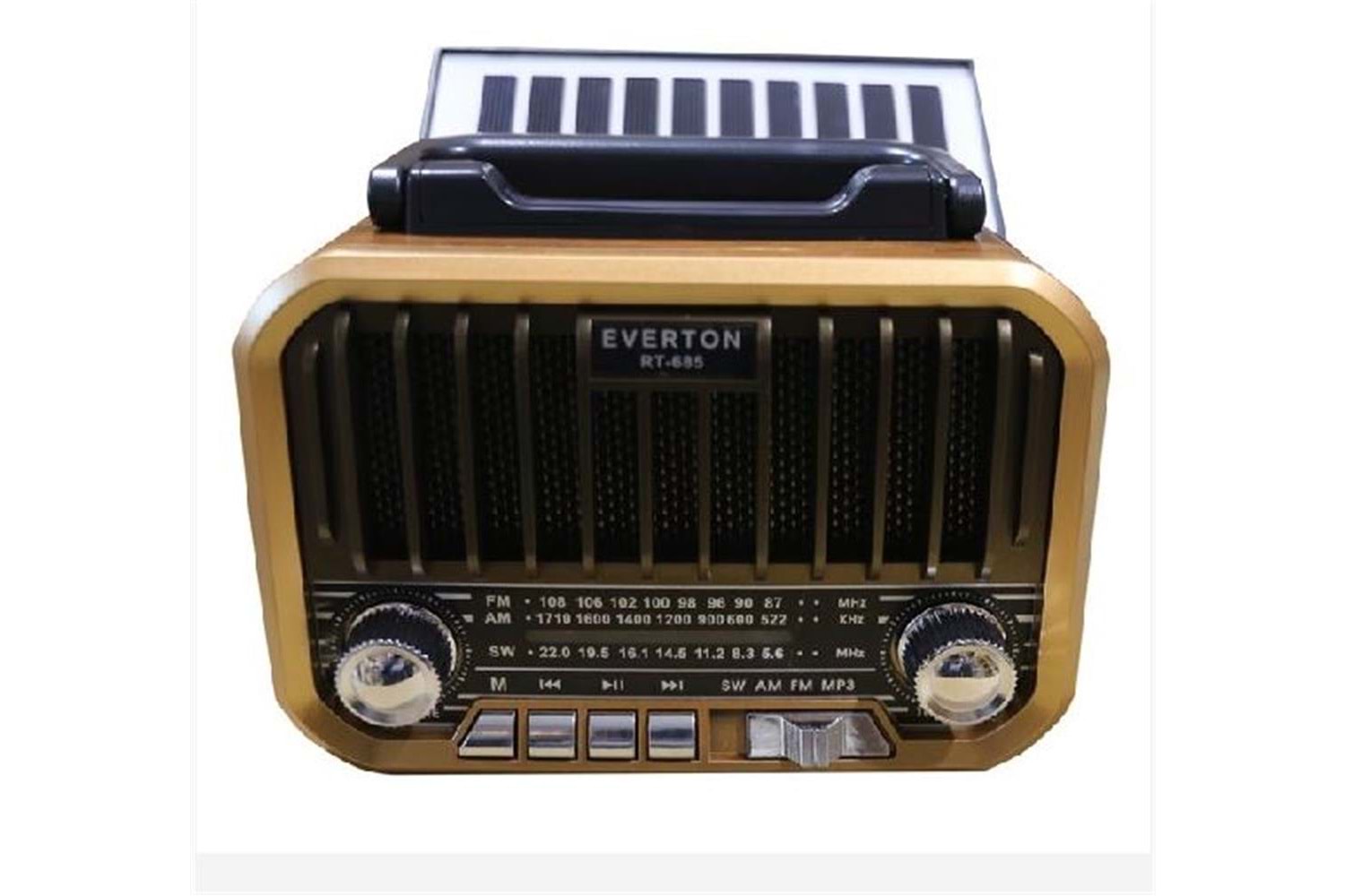 Everton RT-685 Şarjlı,Solarlı Nostaljik Radyo ( Bluetooth-USB-SD-FM)