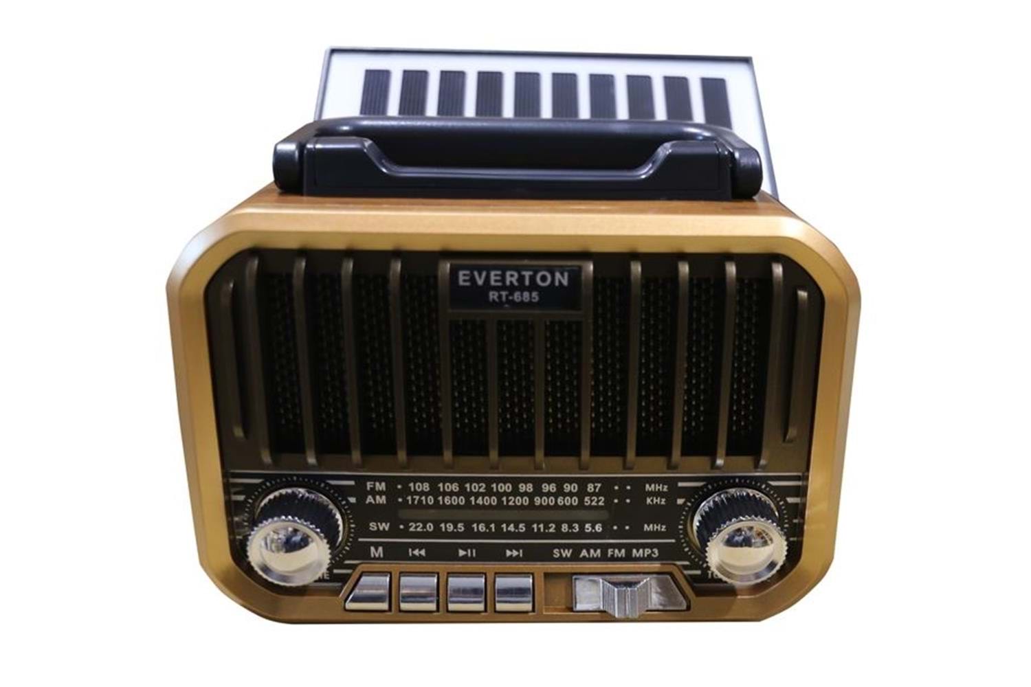 Everton RT-685 Şarjlı,Solarlı Nostaljik Radyo ( Bluetooth-USB-SD-FM)