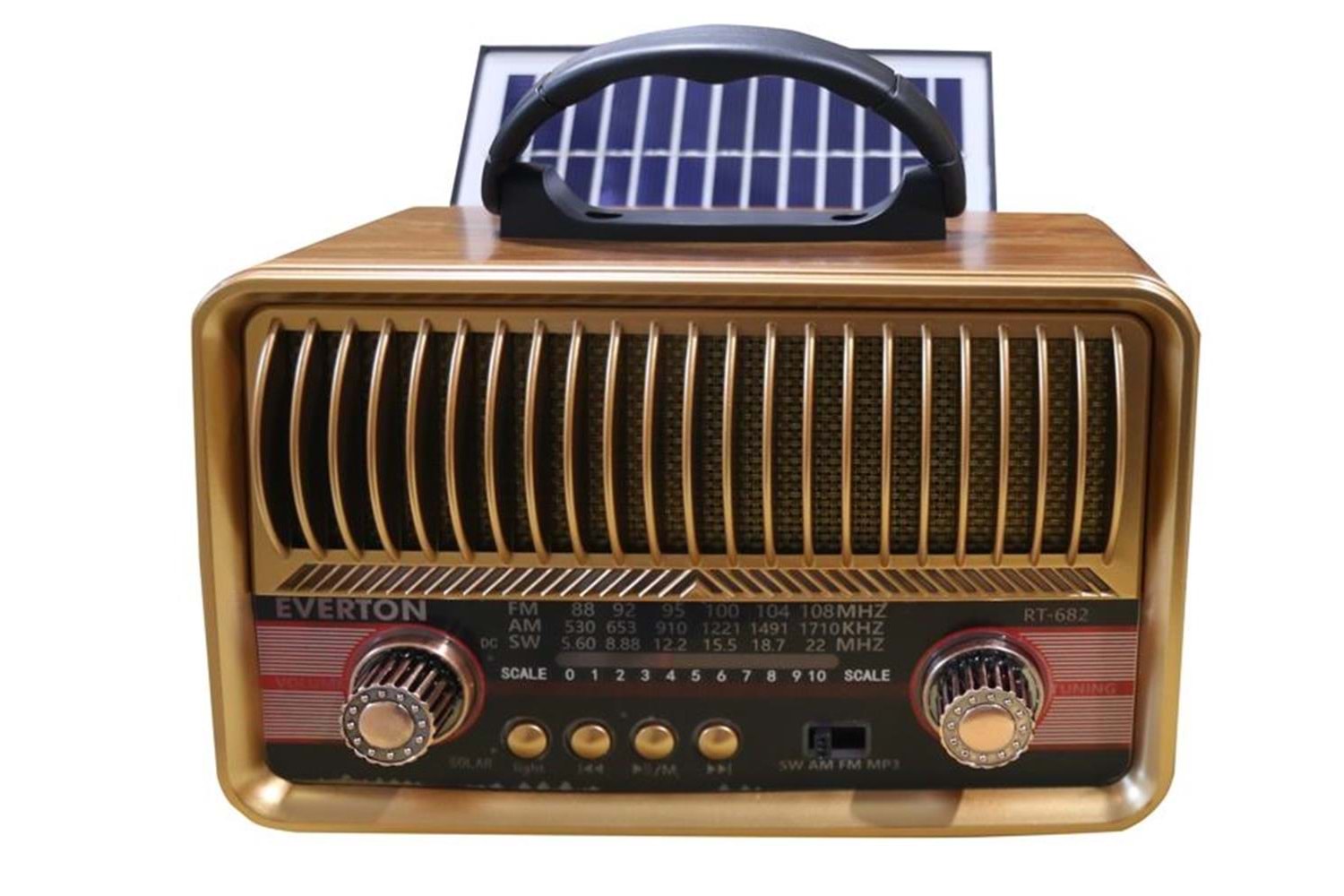 Everton RT-682 Solarlı,Şarjlı Nostaljik Radyo (Bluetooth-USB-SD-FM ) 