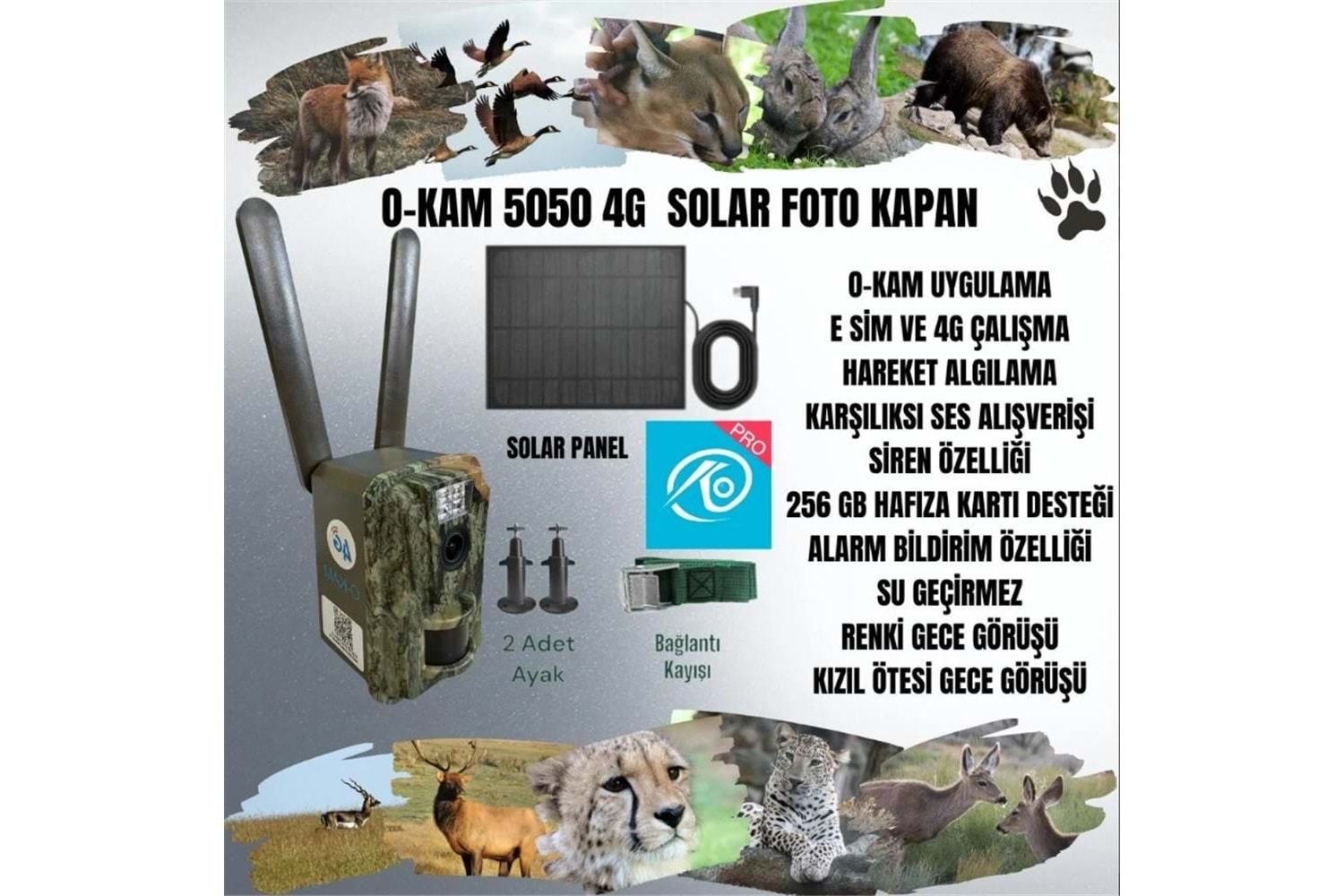 OKam O-Kam 5050 4G Solar Fotokapan