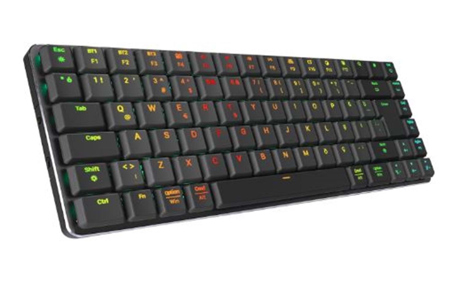 Rampage W-GRANITE Siyah-Gri Low Profile BLUE SWITCH Mekanik Gaming Oyuncu Klavye Q RGB 2,4 ghz+ BT