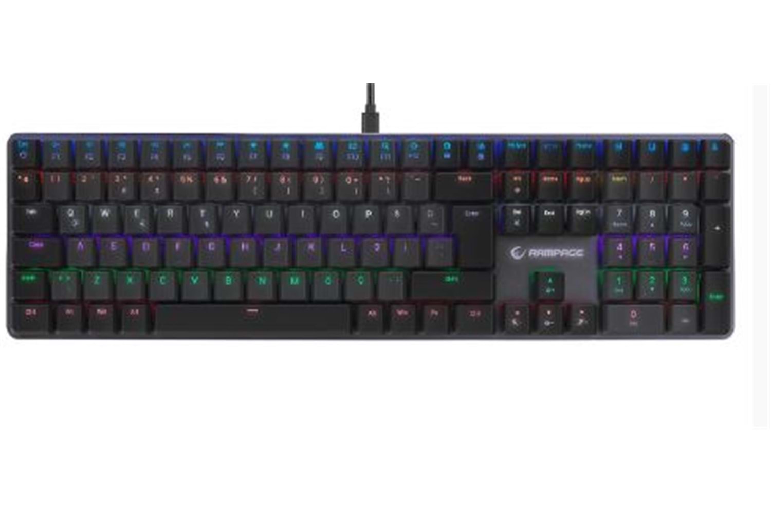 Rampage GRANITE PRO Siyah-Gri Low Profile BLUE SWITCH Q Rainbow Mekanik Gaming Oyuncu Klavye