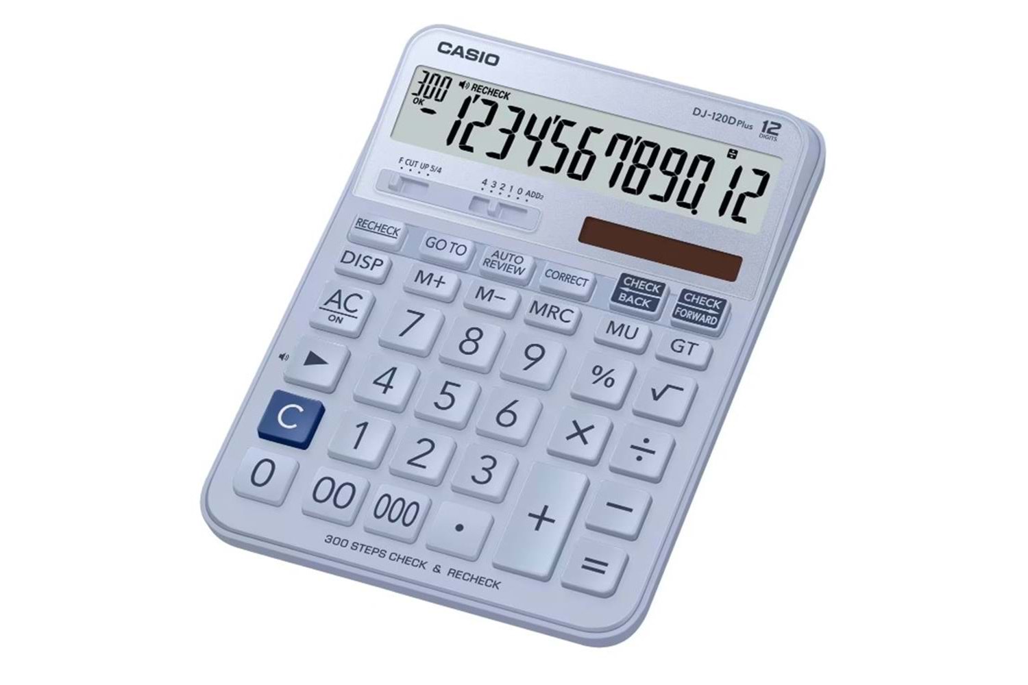 Casio DJ-120D Plus Açık Mavi İşlem Kontrollü 12 Hane Masa Üstü Hesap Makinesi