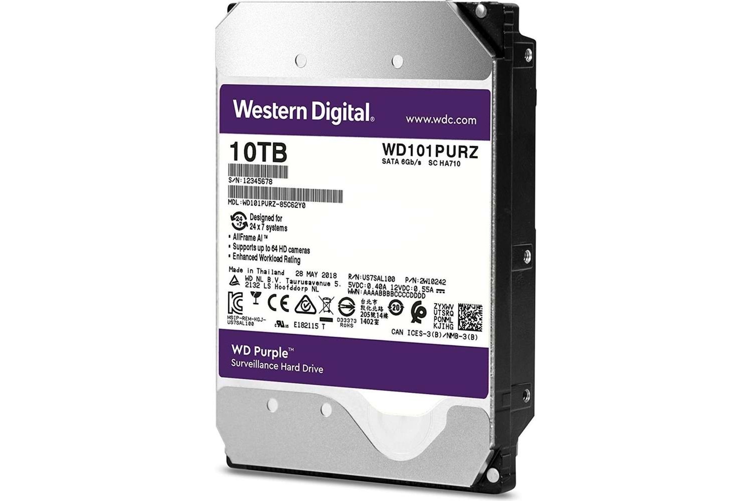Wd 10TB Purple 7200RPM 256mb 7-24 3.5
