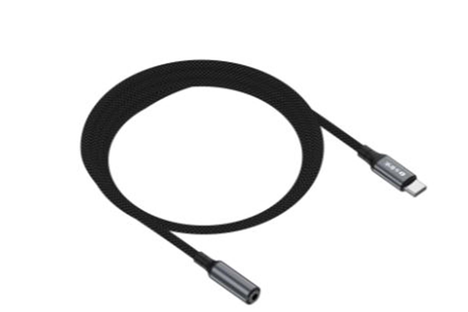 S-link Armor FC-01 15cm Type-C to F AUX Örgülü Metal Başlıklı Siyah Ses Kablosu