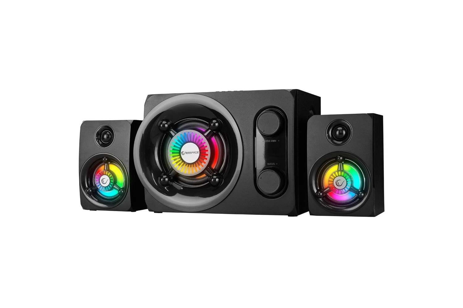 Rampage RMS-G8 Antares 2+1 25W Bluetooth+USB-SD-FM Rainbow Siyah Led Işıklı Gaming Speaker Hoparlör