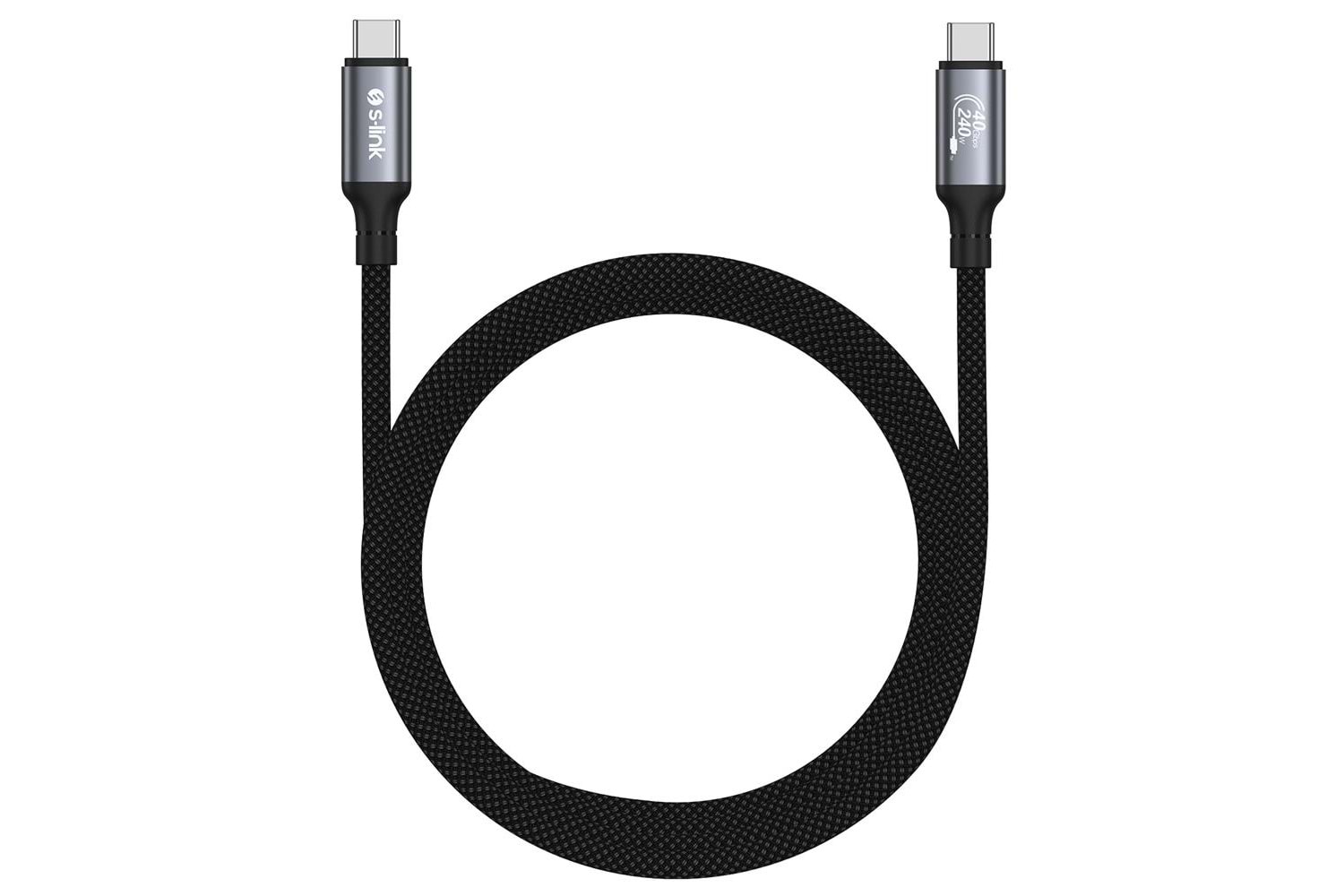 S-link Armor DCC-01 240W 1.2m Type-C to Type-C Örgülü Metal 8K 60HZ Siyah Data ve Hızlı Şarj Kablosu