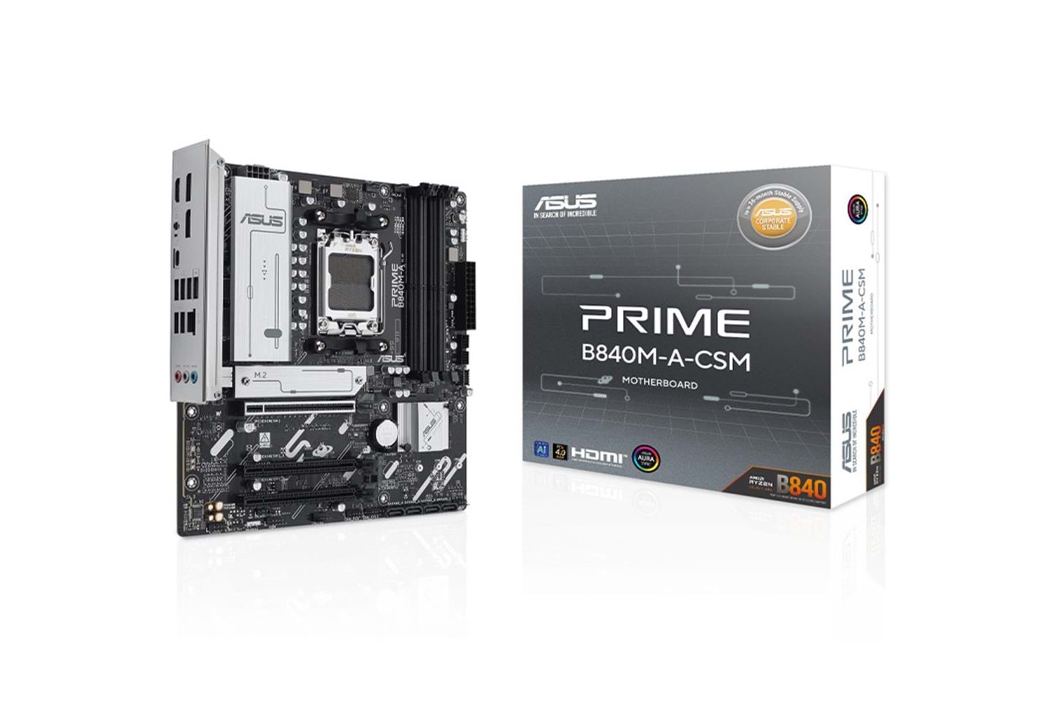 Asus Prime B840M-A-CSM Amd B840 Am5 Ddr5 7600 2Xdp Hdmı 3X M2 Usb3.2 Rgb Matx Anakart