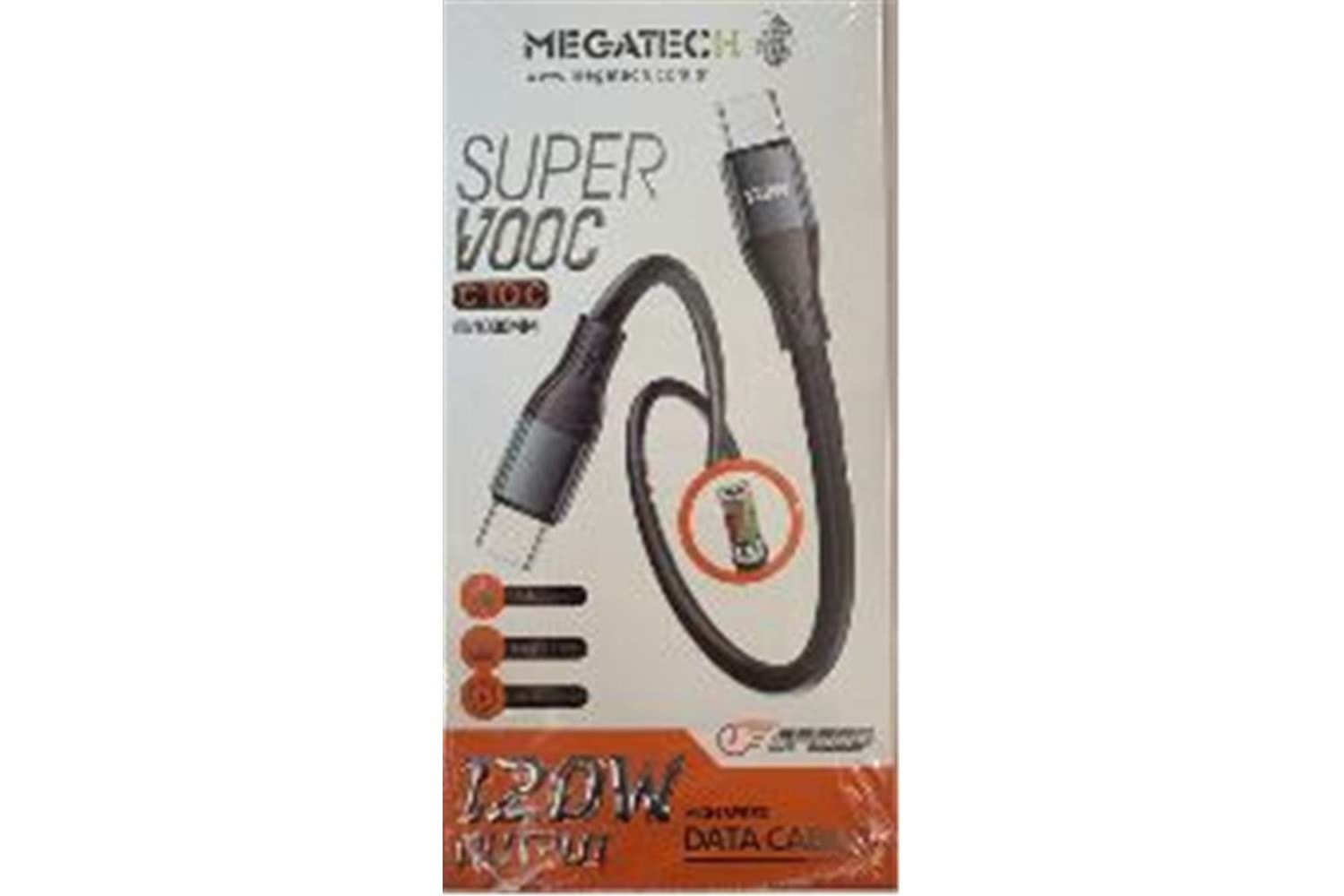 Megatech MT-120T Hasır 120W Type-C To Type-c Data Kablosu