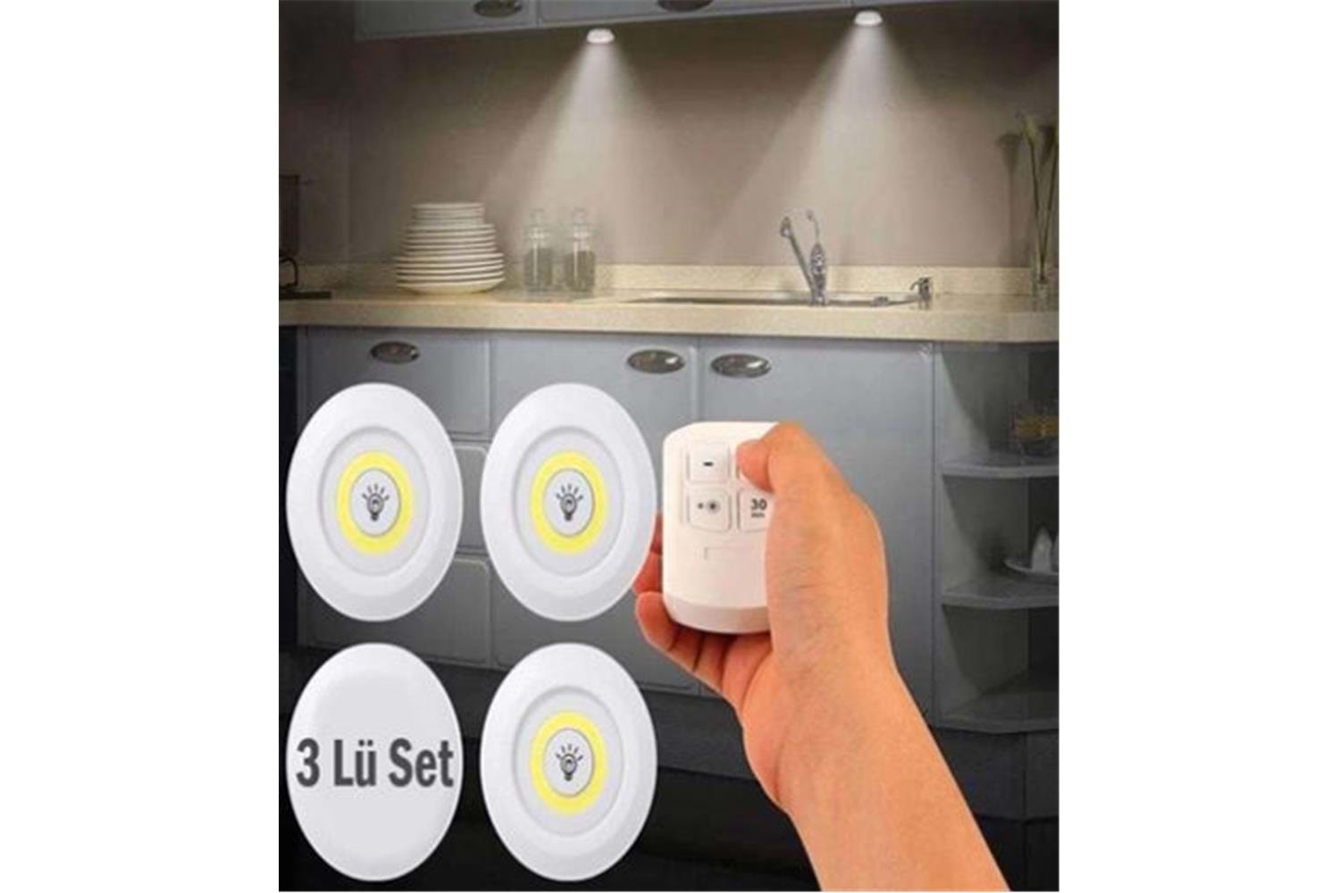 ELİTLED 3LÜ KUMANDALI PİLLİ SPOTLED