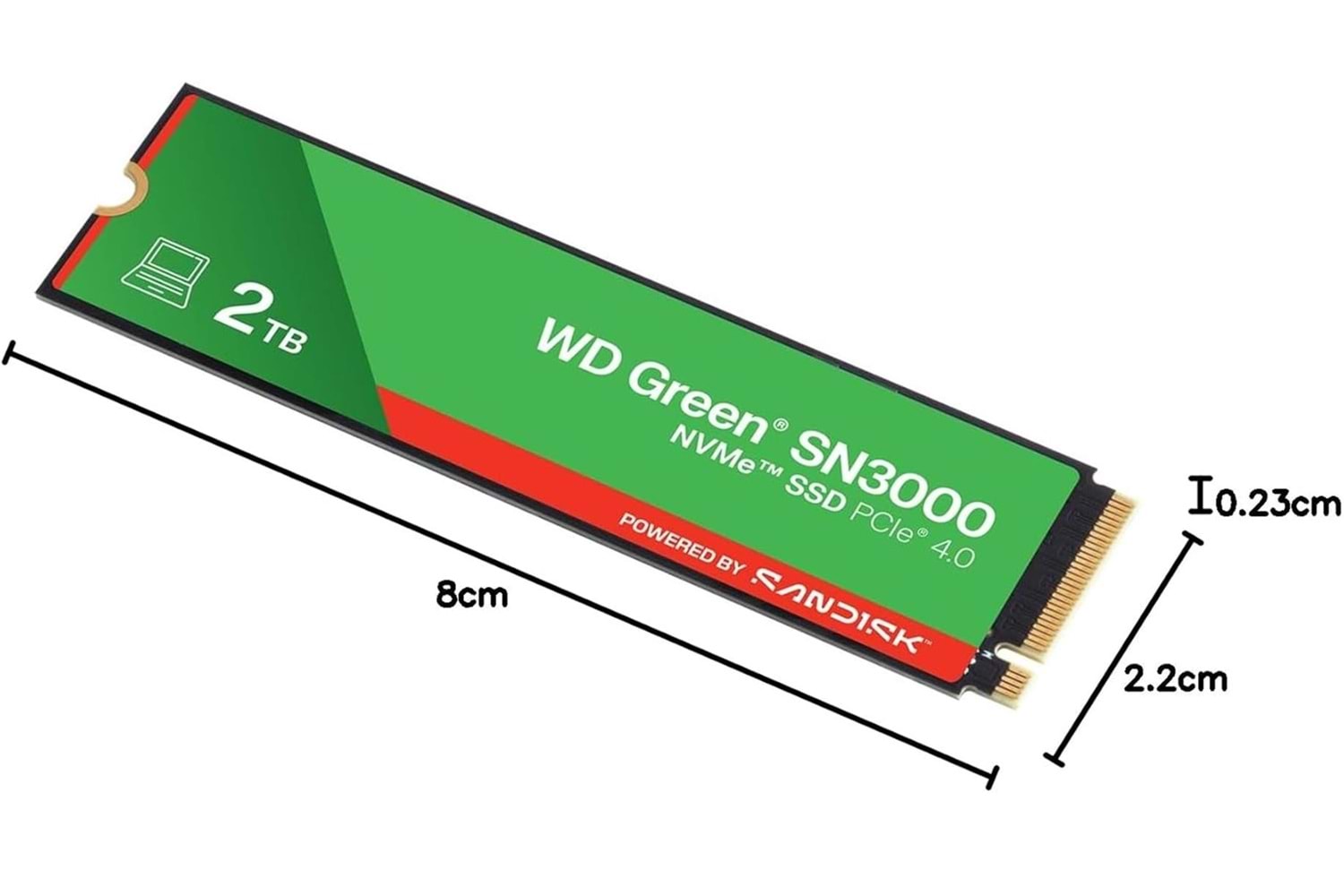 Wd 2TB Green SN3000 M.2 NVMe 5.000 MB-4.000 MB WDS200T4G0E Ssd Disk