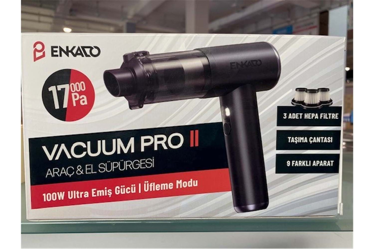 Enkado EKD-SP10 17000PA 2000ah Güçlü Vakum Ve Üflemeli Şarjlı Elektrikli Araç Süpürgesi 3ad Filtre