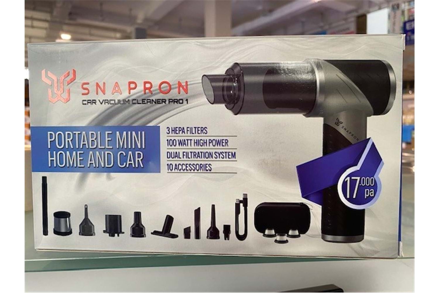 Snapron SNV-3000 17000PA 2000Mah 15in1 Güçlü Vakum Ve Üflemeli Şarjlı Katlanabilir Araç Süpürgesi 