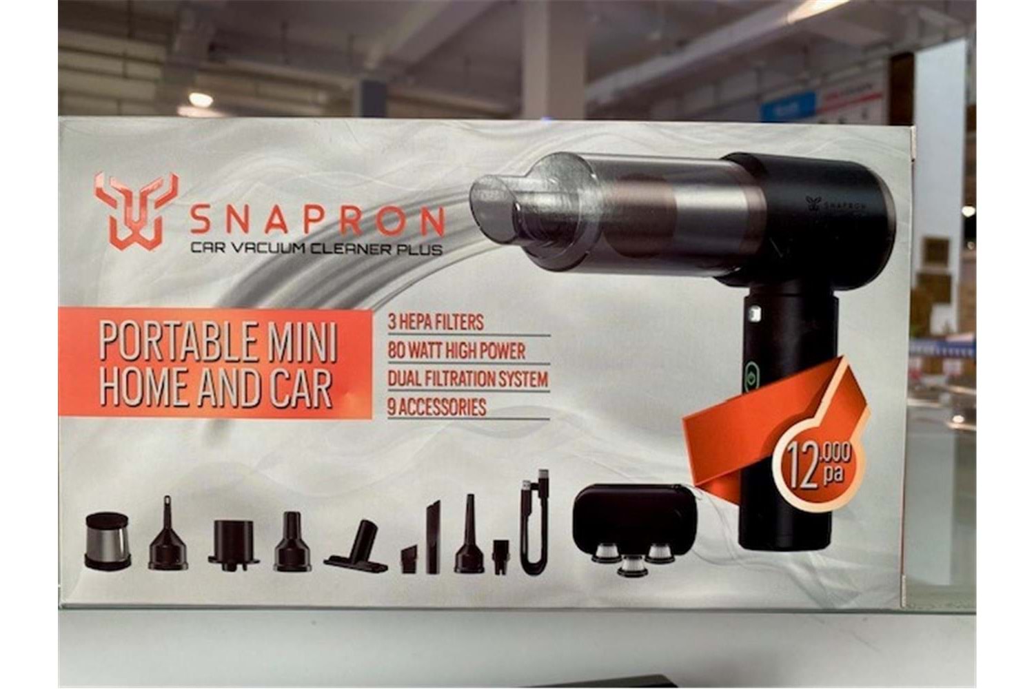 Snapron SNV-3002 12000PA 2000Mah 9in1 Güçlü Vakum Ve Üflemeli Şarjlı Katlanabilir Araç Süpürgesi 