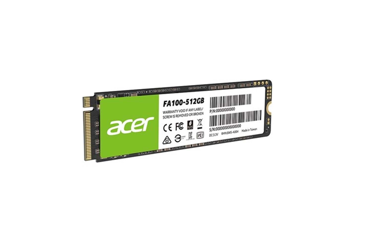 Acer 512GB FA100 3200-2200MB-s PCIe Gen3 x 4 M.2 SSD Disk
