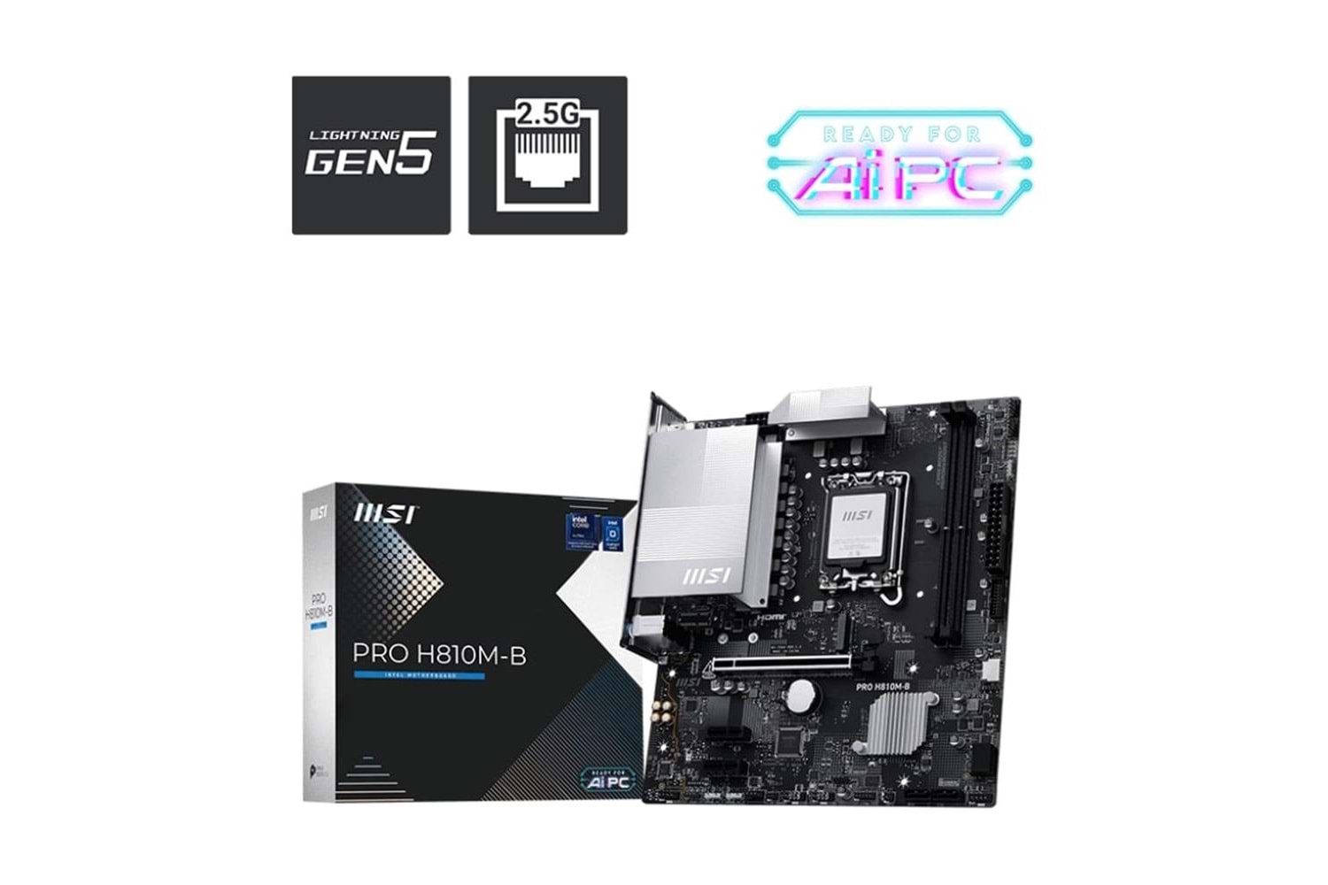 Msı Pro H810M-B Intel H810 Soket 1851 DDR5 6400+(OC)MHz mATX Gaming (Oyuncu) Anakart