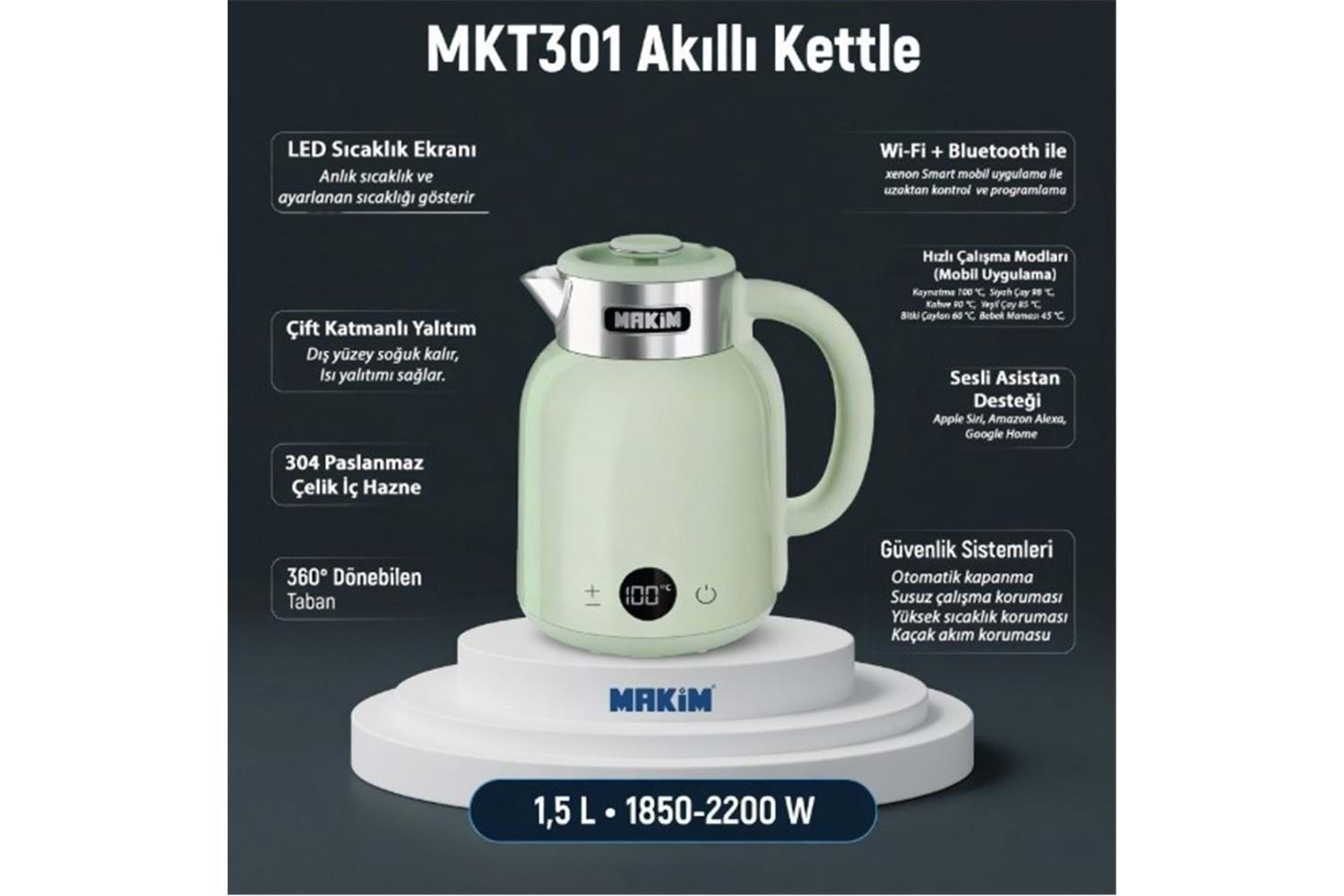 Makim MKT301 AKILLI YEŞİL KETTLE 