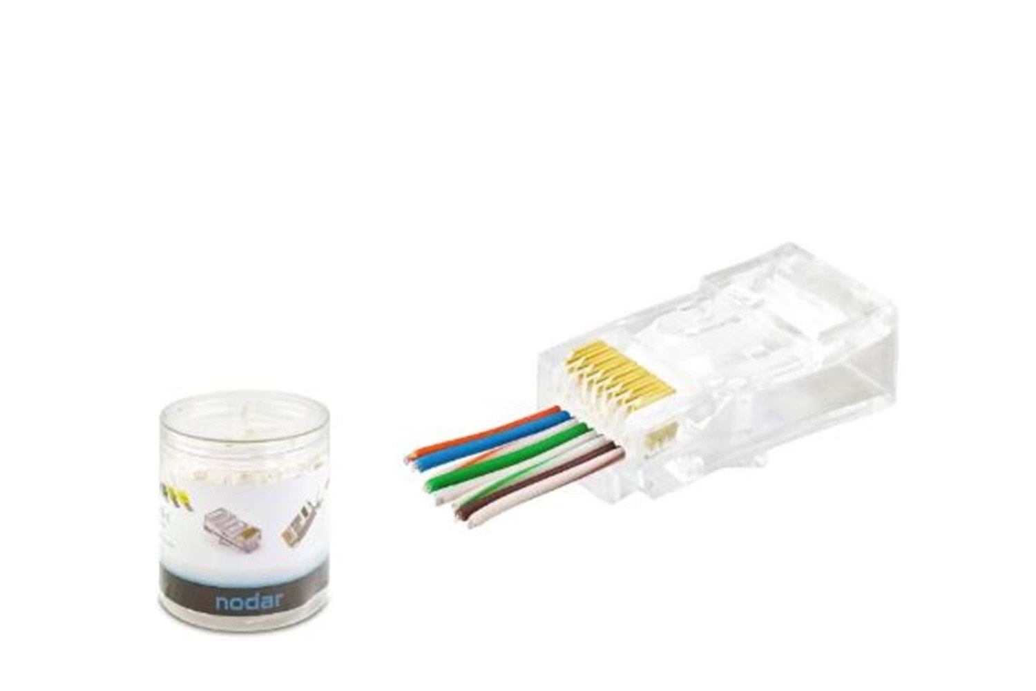 NODAR ND2407 CAT6 EZ RJ45 Konnektör 100 Adet Plastik Kutu 
