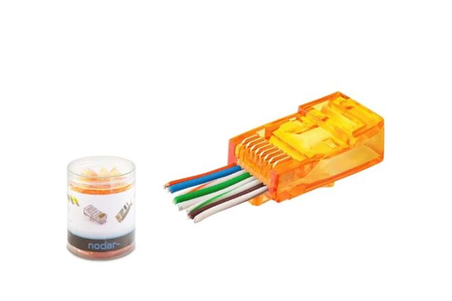 NODAR ND2405 CAT6 EZ RJ45 Konnektör 100 Adet Plastik Kutu -Turuncu