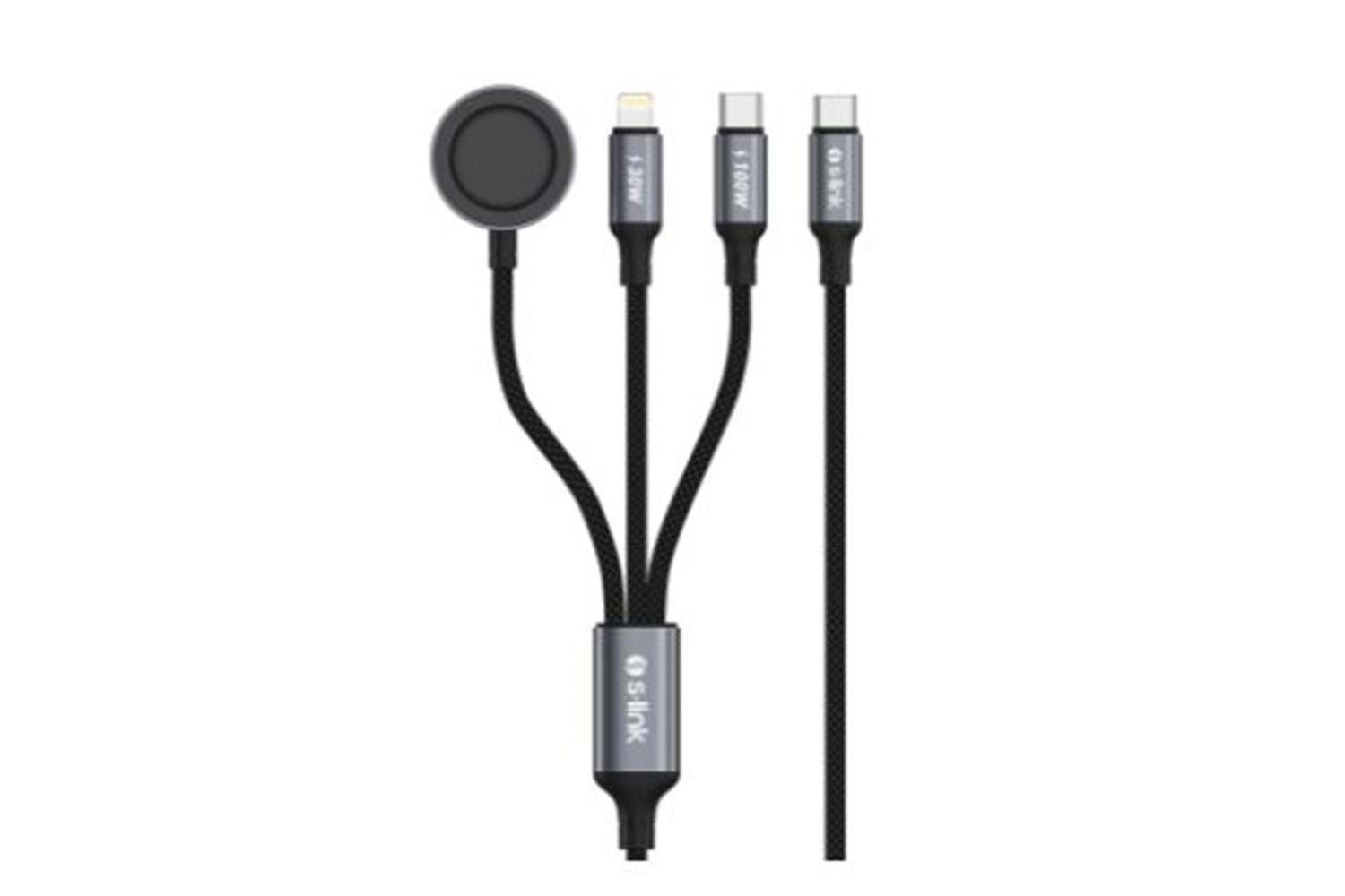 S-link Armor CLW-01 100W 1.2m Type-C to Type-C Lightning Siyah Hızlı Şarj Kablosu