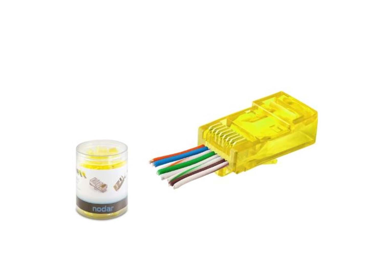 NODAR ND2400 CAT6 EZ RJ45 Konnektör 100 Adet Plastik Kutu - Sarı