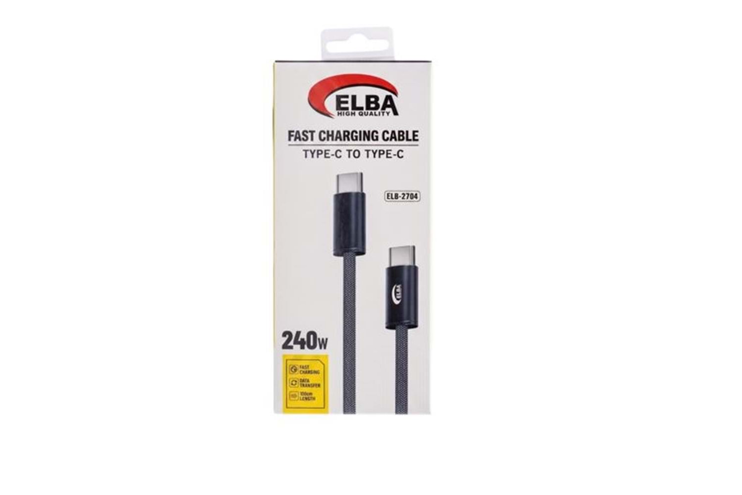 Elba ELB-2704 240w Type-c To Type-c 1mt Örgülü Desenli Şarj Kablosu 480Mps Hızlı Şarj