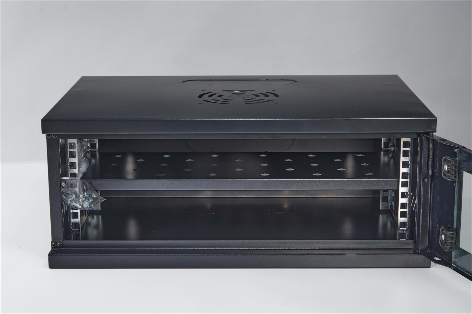 Racksan SE-6407S 7U Duvar Tipi Kabinet (350-530-400) Raf+Fan+Priz