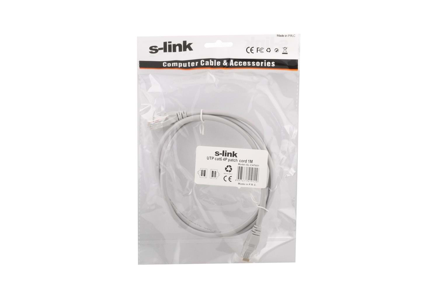 S-link sl-cat601 Cat6 1mt Gri Utp Patch Kablo