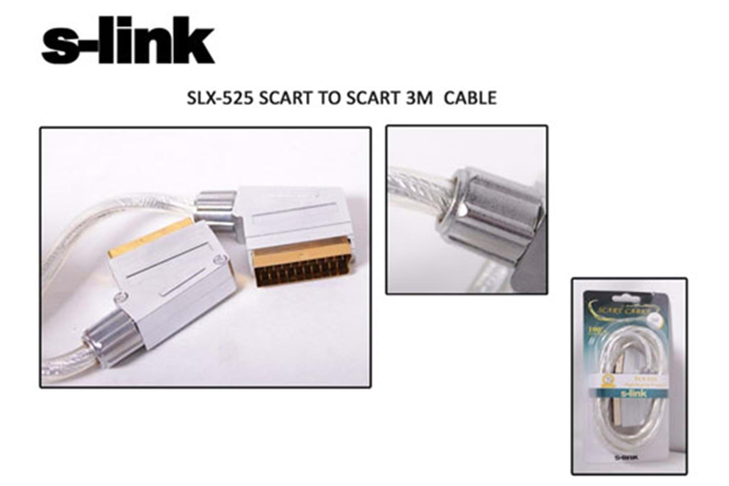 S-link SLX-525 Scart To Scart 3mt Gold Metal Kablo