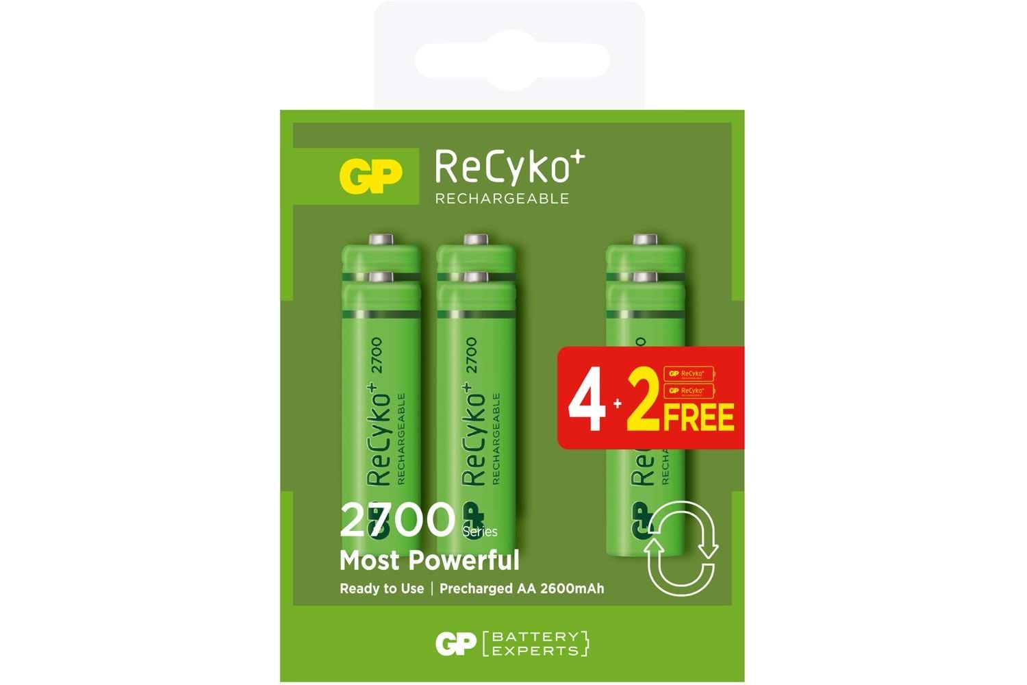 GP AA 2600 mAh Şarjlı Kalem Pil 4+2'li Paket GP270AAHCE4-2