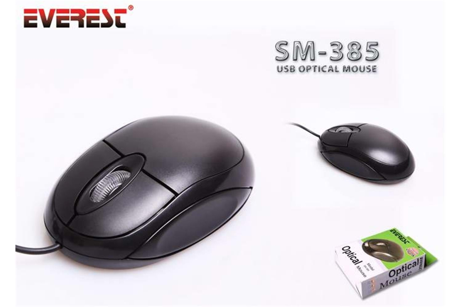 Everest SM-385 Siyah Usb Kablolu Optik 800 Dpı 3 Buton Mouse