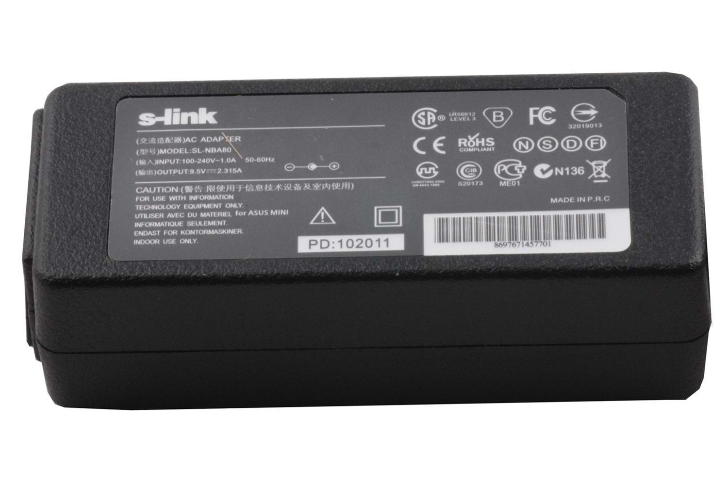 S-link SL-NBA80 22w 9.5V 2.315A 4.8-1.7 Notebook Adaptörü