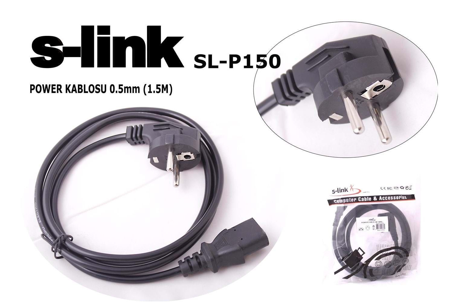 S-link SL-P150 1.5mt 0.50mm Power Elektrik Kablosu