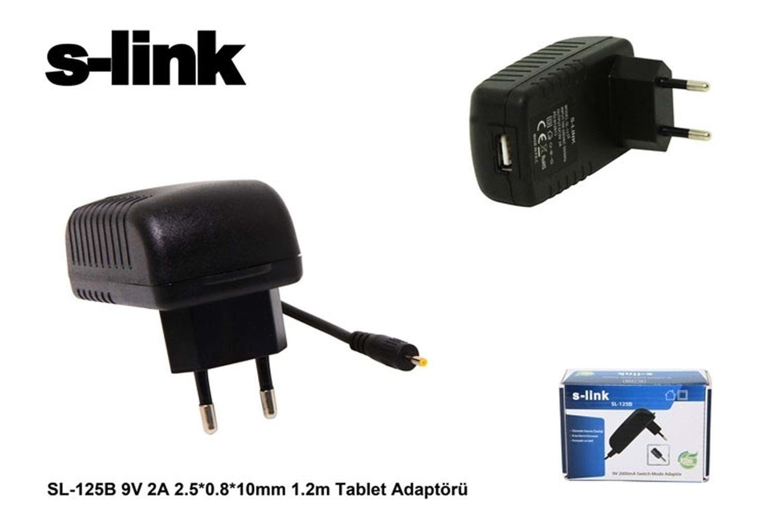 S-link SL-125B 9v 2a 2.5-0.8-10mm 1.2 Tablet Adaptörü