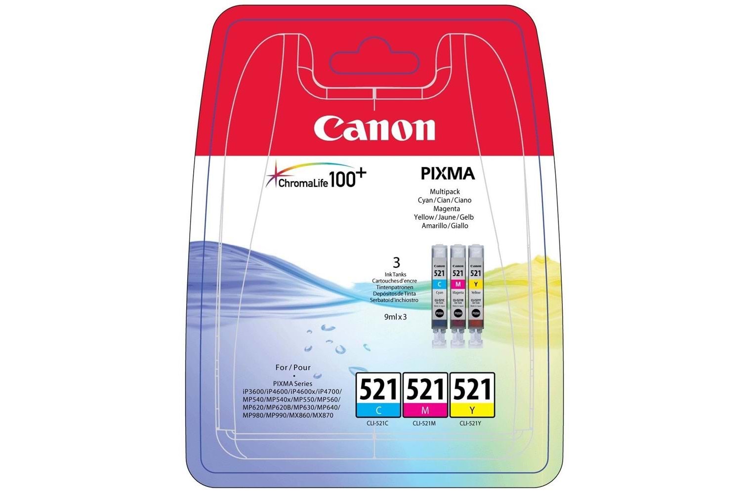 Canon CLI-521 Cyan-Magenta-Yellow Mavi-Kırmızı-Sarı 3'lü Multipack Mürekkep Kartuş
