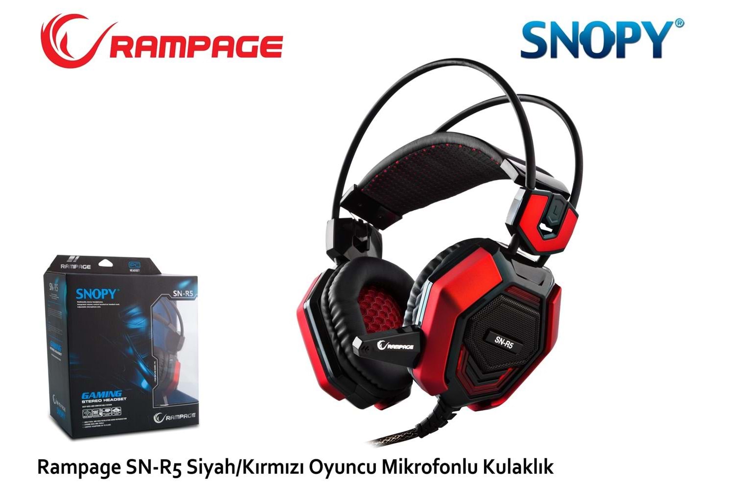 Rampage SN-R5 X-CORE Siyah-kırmızı Oyuncu Mikrofonlu Kulaklık Usb