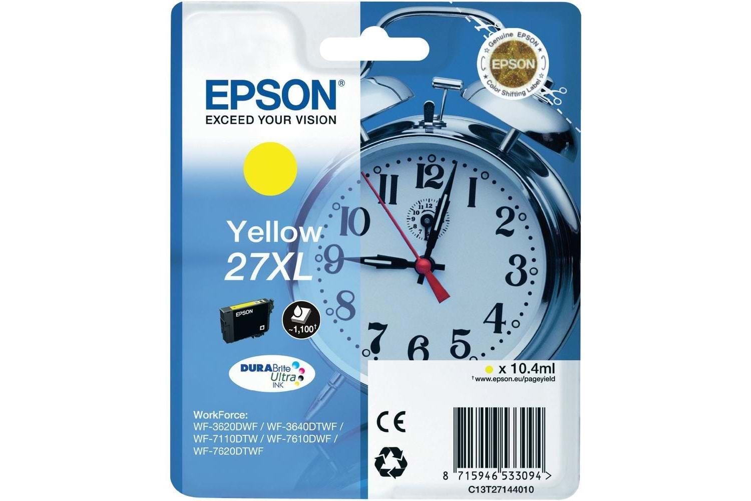 Epson 27XL Yellow Sarı Mürekkep Kartuş T27144012