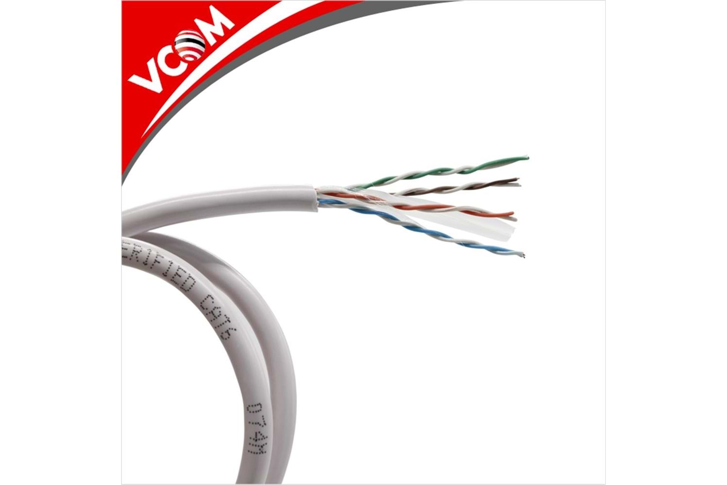 Vcom NC614-305 Utp Cat6 23 AWG 0.57CCA 305MT Gri Kablo