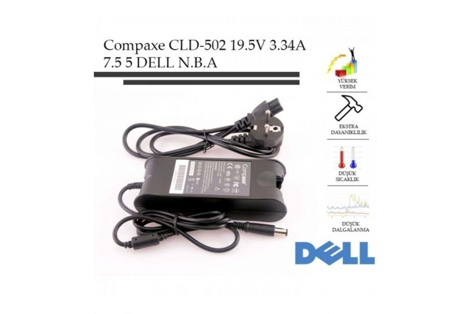 Compaxe CLD-502 65W 19.5V-3.34A 7.4-5.0 Dell Notebook Adaptörü