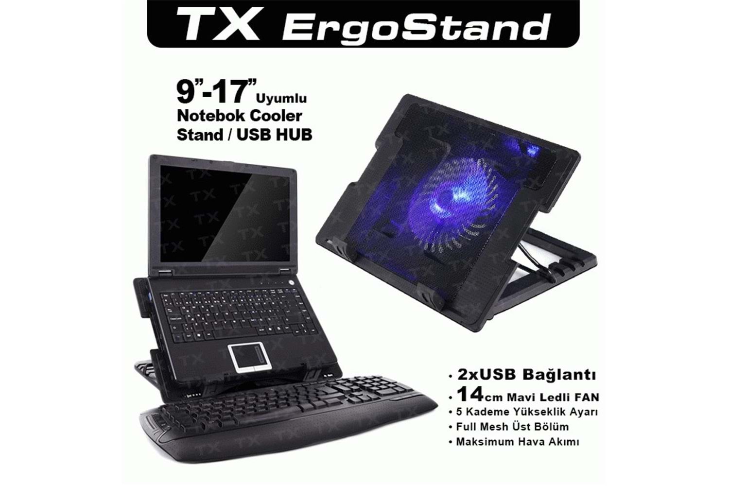 TX ACNBERGST ErgoStand 14cm Led Fan'lı 5 KademeLİ 2xUsb 9