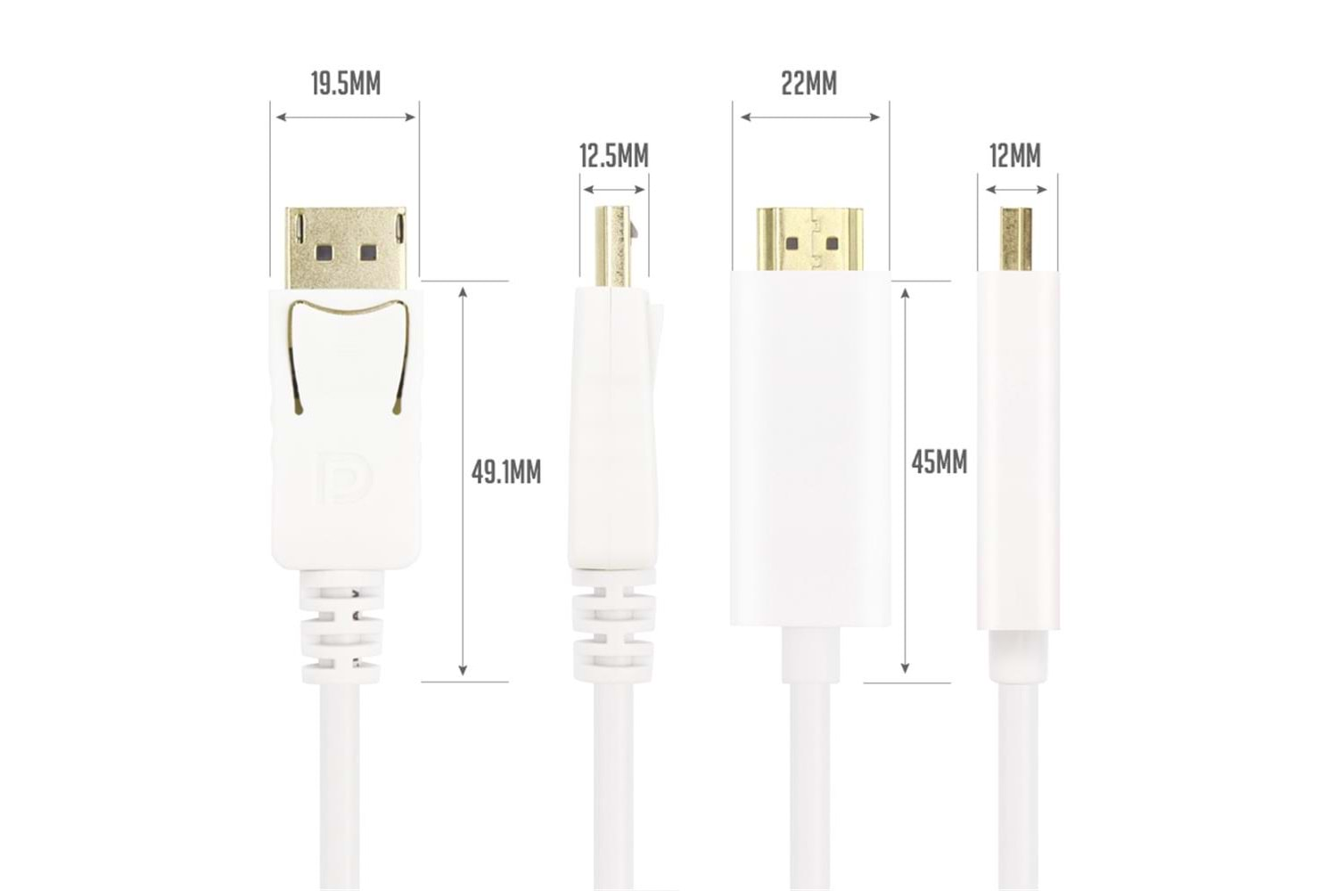 Vcom CG605L-1.8 Beyaz 1.8MT Display Port Erkek To Hdmi Erkek Kablo