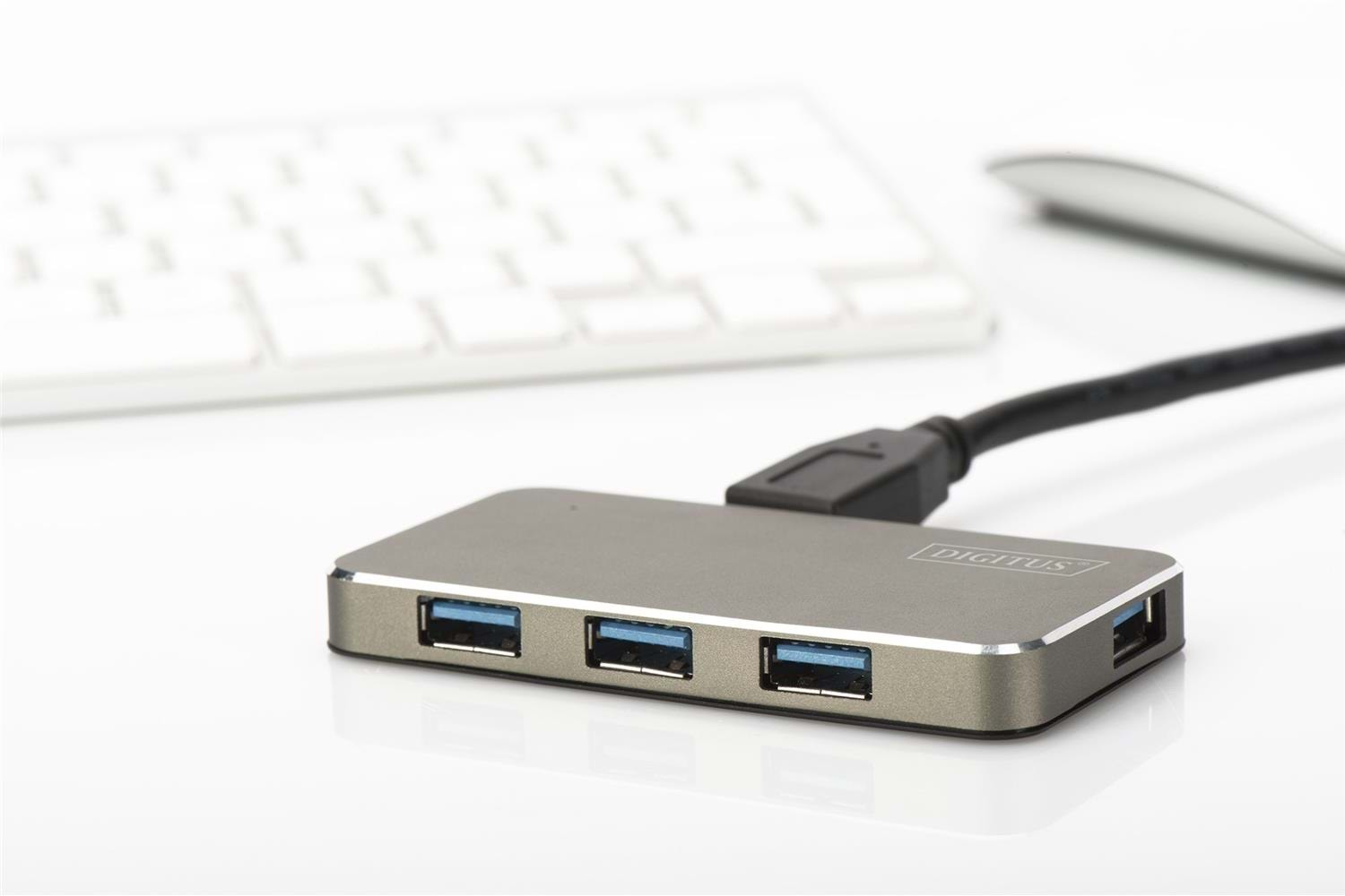 Digitus DA-70240-1 4 Port USB 3.0 Hub, 5V-2A güç adaptörü dahil, alüminyumi DA-70240-1