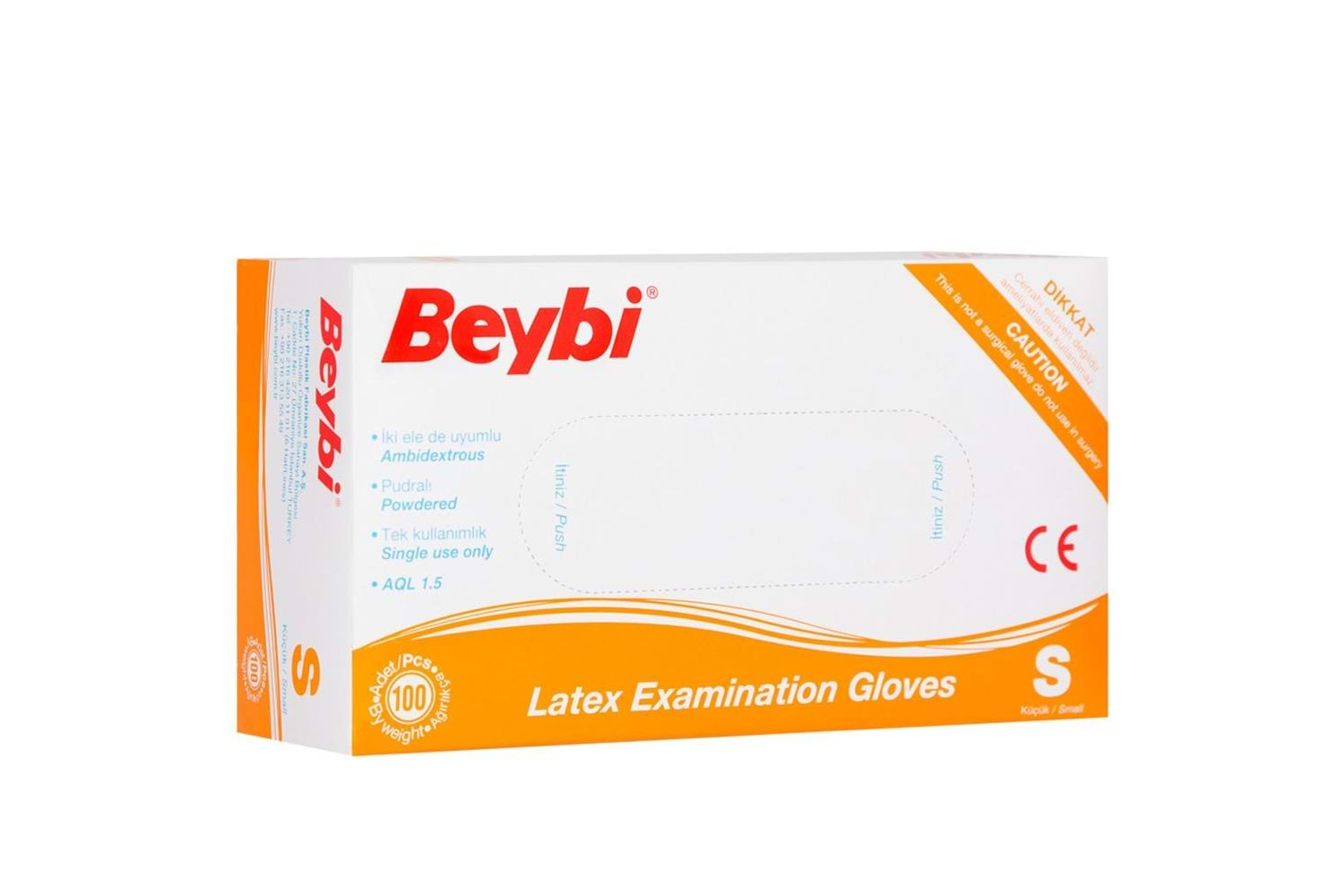 Beybi Lateks Pudralı (S) Small Beden Muayene Eldiven 100lü Paket