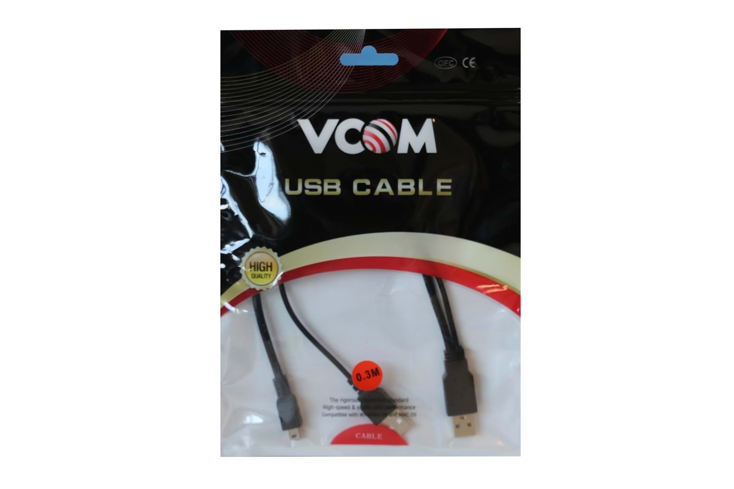 Vcom Usb 2.0 2-Mini Usb 5Pin Black 0.3M